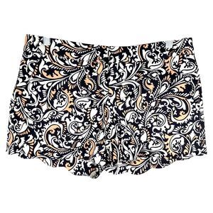 Club Monaco Sz 2 Shorts Scalloped Hem Pink White Black Printed 4 Inch Women 1140
